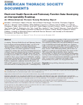 Cover page: Electronic Health Records and Pulmonary Function Data: Developing an Interoperability Roadmap. An Official American Thoracic Society Workshop Report.