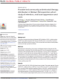 Cover page: Provider-led community antiretroviral therapy distribution in Malawi: Retrospective cohort study of retention, viral load suppression and costs.