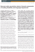 Cover page: Genome‐wide association study of shared components of reading disability and language impairment