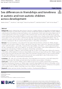 Cover page of Sex differences in friendships and loneliness in autistic and non-autistic children across development.