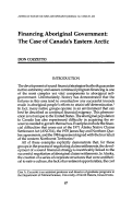 Cover page: Financing Aboriginal Government: The Case of Canada's Eastern Arctic