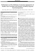 Cover page: Performance of the Medicare Consumer Assessment of Health Care Providers and Systems (CAHPS) Physical Functioning Items