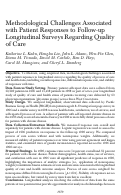 Cover page: Methodological Challenges Associated with Patient Responses to Follow‐up Longitudinal Surveys Regarding Quality of Care