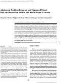 Cover page: Adolescent Problem Behavior and Depressed Mood: Risk and Protection Within and Across Social Contexts