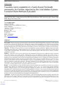 Cover page: Feasibility and Acceptability of a Family-Based Telehealth Intervention for Families Impacted by the Child Welfare System: Formative Mixed Methods Evaluation