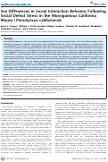 Cover page: Sex Differences in Social Interaction Behavior Following Social Defeat Stress in the Monogamous California Mouse (Peromyscus californicus)