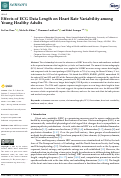 Cover page: Effects of ECG Data Length on Heart Rate Variability among Young Healthy Adults.