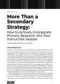 Cover page: More Than a Secondary Strategy: How to Actively Incorporate Primary Research into Your Instruction Session