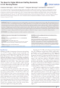 Cover page: Article Commentary: The Need for Higher Minimum Staffing Standards in U.S. Nursing Homes