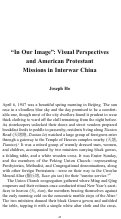 Cover page: "In Our Image:" Visual Perspectives and American Protestant Missions in Interwar China