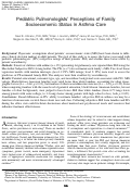 Cover page: Pediatric Pulmonologists' Perceptions of Family Socioeconomic Status in Asthma Care