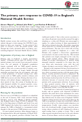 Cover page: The primary care response to COVID-19 in England's National Health Service