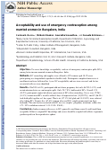 Cover page: Acceptability and use of emergency contraception among married women in Bangalore, India