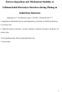 Cover page: Modeling of Electro-deposition and Mechanical Stability at Li Metal/Solid Electrolyte Interface during Plating in Solid-State Batteries