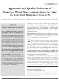 Cover page: Agronomic and Quality Evaluation of Common Wheat Near‐Isogenic Lines Carrying the Leaf Rust Resistance Gene Lr47