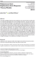 Cover page: Polytomous Item Explanatory Item Response Theory Models