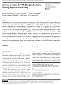 Cover page: Access to Care for VA Dialysis Patients During Superstorm Sandy