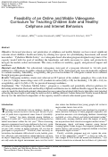 Cover page: Feasibility of an Online and Mobile Videogame Curriculum for Teaching Children Safe and Healthy Cellphone and Internet Behaviors.