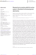 Cover page: Reward processing deficits arise early in familial frontotemporal dementia