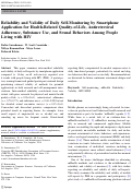 Cover page: Reliability and validity of daily self-monitoring by smartphone application for health-related quality-of-life, antiretroviral adherence, substance use, and sexual behaviors among people living with HIV.