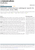 Cover page: Automatic comprehensive radiological reports for clinical acute stroke MRIs.