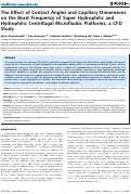 Cover page: The Effect of Contact Angles and Capillary Dimensions on the Burst Frequency of Super Hydrophilic and Hydrophilic Centrifugal Microfluidic Platforms, a CFD Study