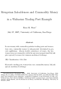 Cover page: Mengerian Saleableness and Commodity Money in a Walrasian Trading Post Example