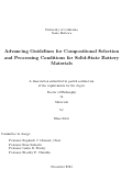 Cover page: Advancing Guidelines for Compositional Selection and Processing Conditions for Solid-State Battery Materials