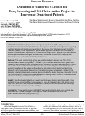 Cover page: Evaluation of California’s Alcohol and  Drug Screening and Brief Intervention Project for  Emergency Department Patients