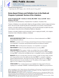 Cover page: Home-Based Primary and Palliative Care in the Medicaid Program: Systematic Review of the Literature.