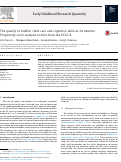 Cover page: The quality of toddler child care and cognitive skills at 24 months: Propensity score analysis results from the ECLS-B