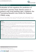Cover page: Evaluation of risk equations for prediction of short-term coronary heart disease events in patients with long-standing type 2 diabetes: the translating research into action for diabetes (triad) study