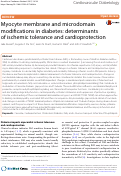 Cover page: Myocyte membrane and microdomain modifications in diabetes: determinants of ischemic tolerance and cardioprotection