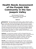 Cover page: Health Needs Assessment of the Punjabi Sikh Community in the San Joaquin Valley