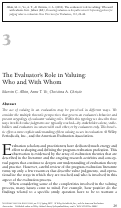 Cover page: The evaluator's role in valuing: Who and with whom