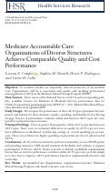 Cover page: Medicare Accountable Care Organizations of Diverse Structures Achieve Comparable Quality and Cost Performance.