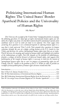 Cover page: Politicizing International Human Rights: The United States’ Border Apartheid Policies and the Universality of Human Rights