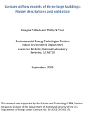 Cover page: Contam airflow models of three large buildings: Model descriptions and validation