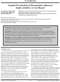 Cover page: Atypical Presentation of Haemophilus influenzae  Septic Arthritis: A Case Report