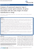 Cover page: Analyses of expressed sequence tags in Neurospora reveal rapid evolution of genes associated with the early stages of sexual reproduction in fungi
