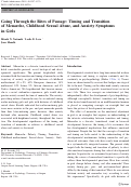 Cover page: Going Through the Rites of Passage: Timing and Transition of Menarche, Childhood Sexual Abuse, and Anxiety Symptoms in Girls