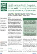 Cover page: Identifying the preferable rheumatoid arthritis subgroups for intervention with the anti-RANKL antibody denosumab to reduce progression of joint destruction