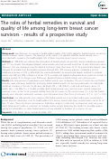 Cover page: The roles of herbal remedies in survival and quality of life among long-term breast cancer survivors - results of a prospective study
