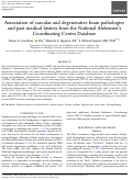 Cover page: Association of vascular and degenerative brain pathologies and past medical history from the National Alzheimer’s Coordinating Center Database