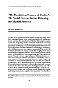 Cover page: “The Bewitching Tyranny of Custom”: The Social Costs of Indian Drinking in Colonial America