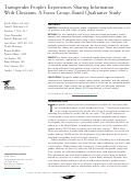 Cover page: Transgender People’s Experiences Sharing Information With Clinicians: A Focus Group–Based Qualitative Study