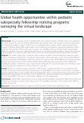 Cover page: Global health opportunities within pediatric subspecialty fellowship training programs: surveying the virtual landscape