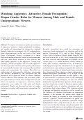 Cover page: Watching Aggressive, Attractive, Female Protagonists Shapes Gender Roles for Women Among Male and Female Undergraduate Viewers