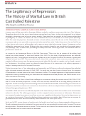 Cover page: The Legitimacy of Repression: The History of Martial Law in British Controlled Palestine