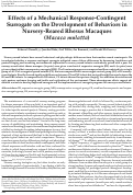 Cover page: Effects of a mechanical response-contingent surrogate on the development of behaviors in nursery-reared rhesus macaques (Macaca mulatta).